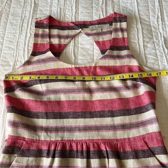 2/$30 Ann Taylor LOFT Linen Striped Sundress  Sleeveless Cutout Back.  SZ 2 - Picture 12 of 16